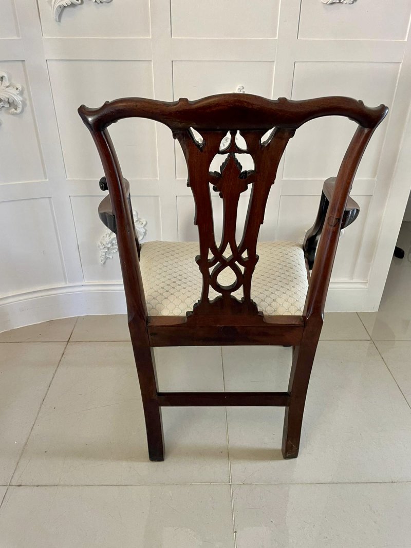 Antique George III Carved Mahogany Elbow/Desk Chair - Image 4