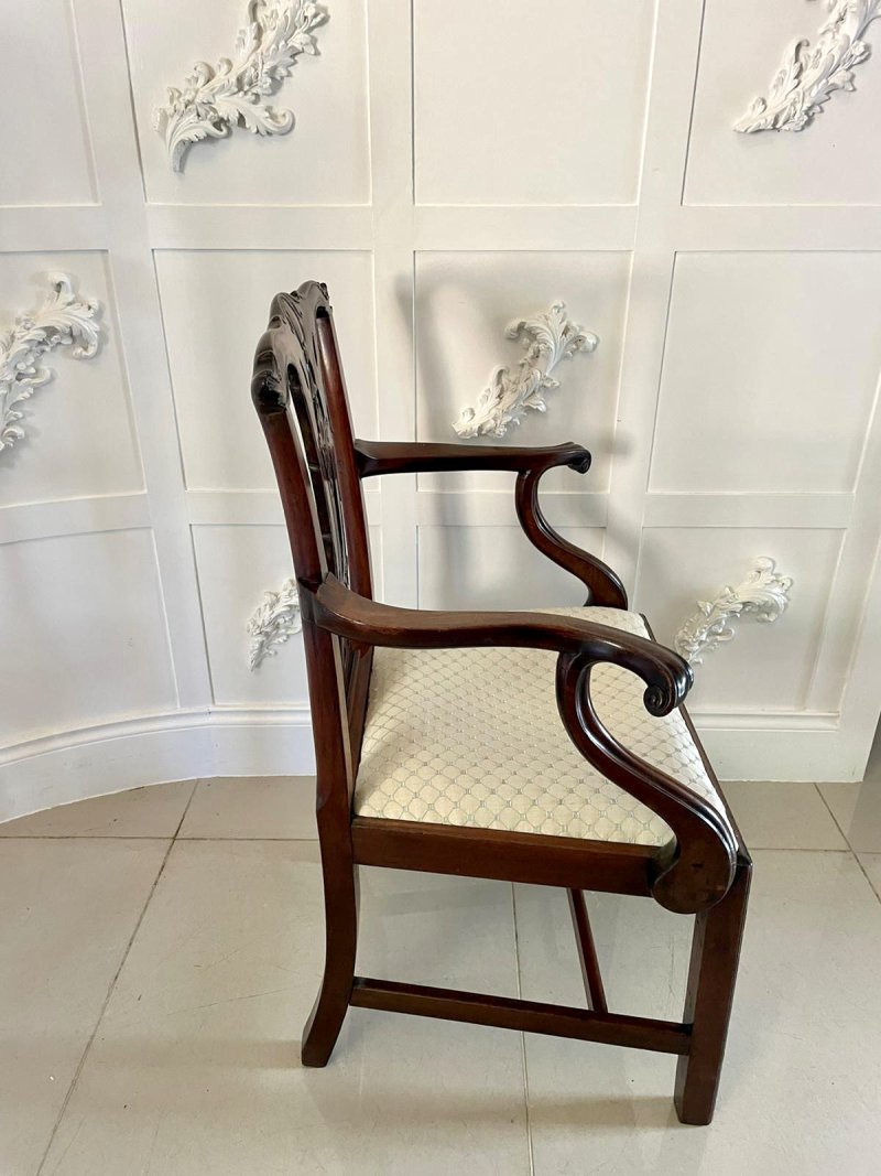 Antique George III Carved Mahogany Elbow/Desk Chair - Image 3