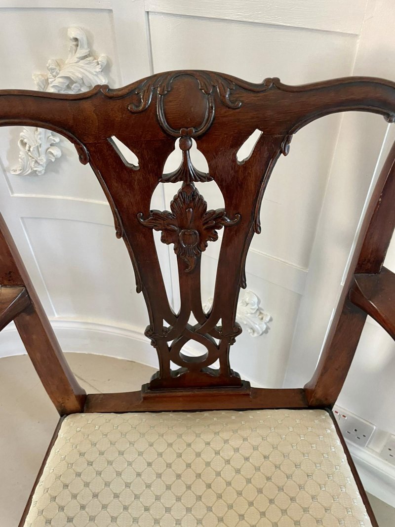 Antique George III Carved Mahogany Elbow/Desk Chair - Image 8