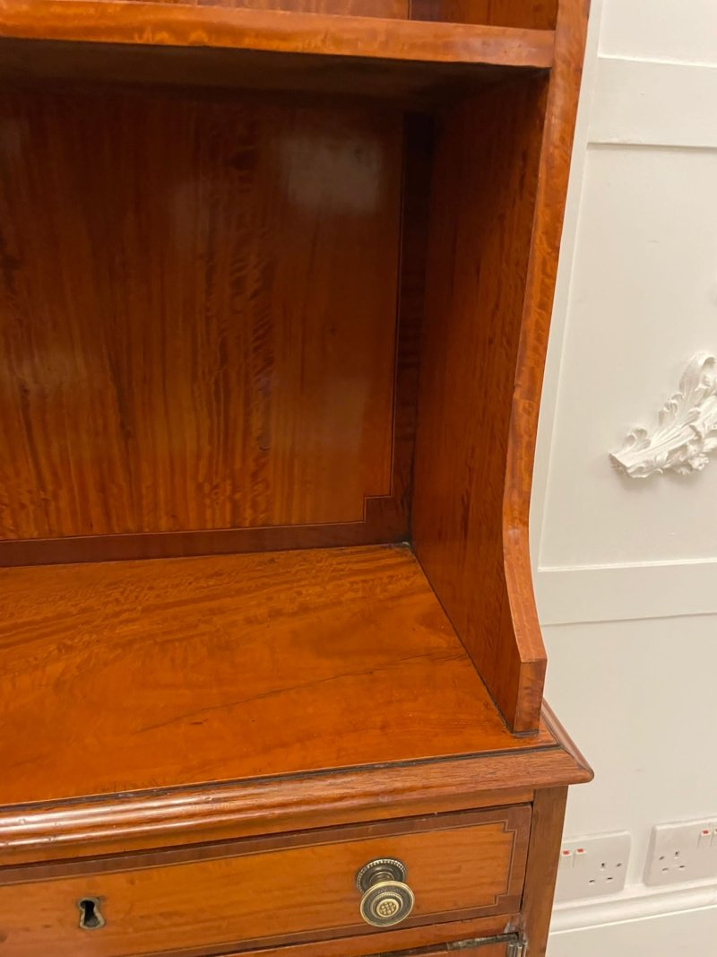 Rare Pair of Gillows Antique Quality Satinwood Waterfall Bookcases - Image 8
