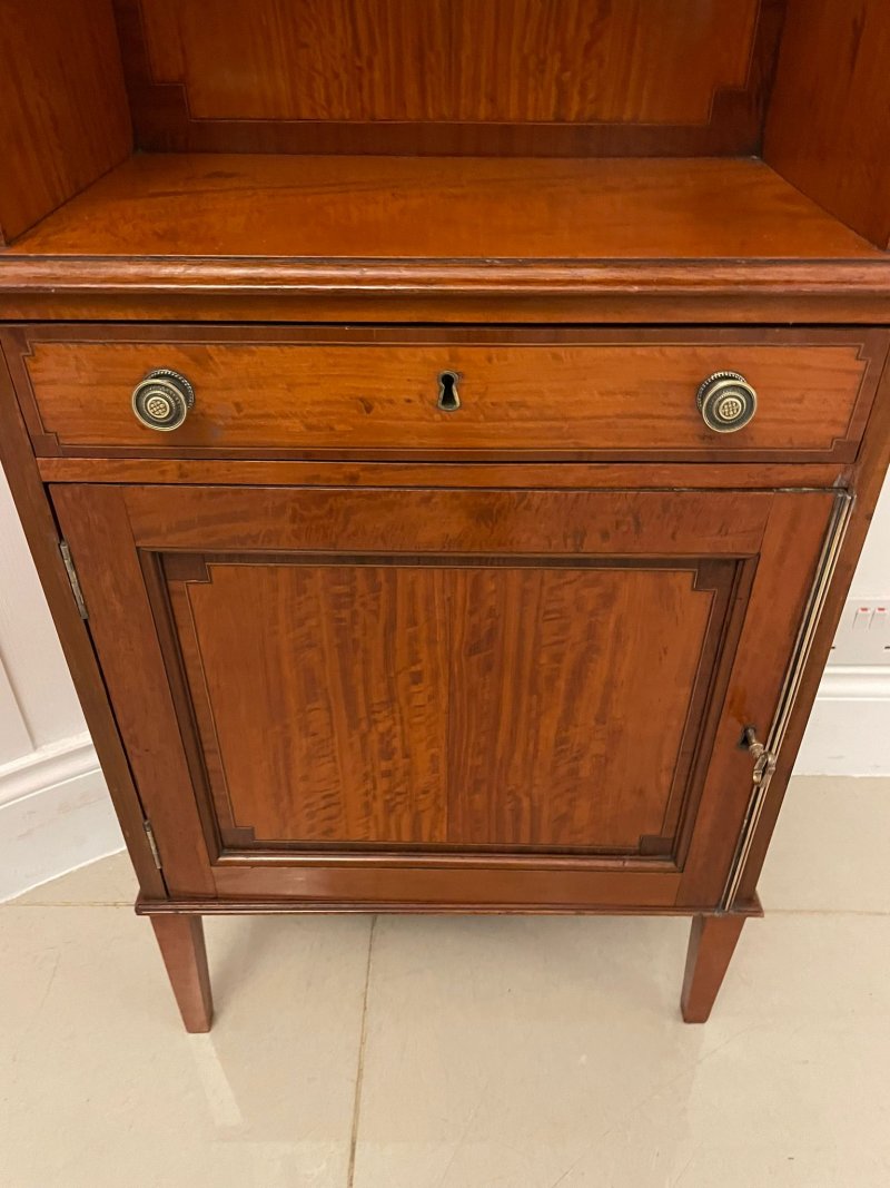 Rare Pair of Gillows Antique Quality Satinwood Waterfall Bookcases - Image 7
