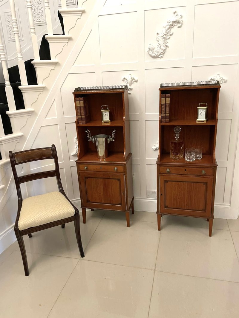 Rare Pair of Gillows Antique Quality Satinwood Waterfall Bookcases - Image 2