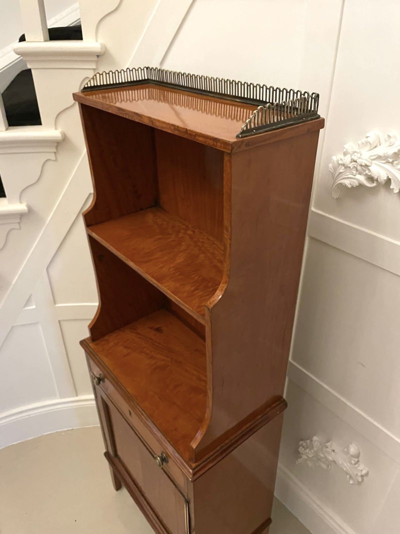Rare Pair of Gillows Antique Quality Satinwood Waterfall Bookcases - Image 6