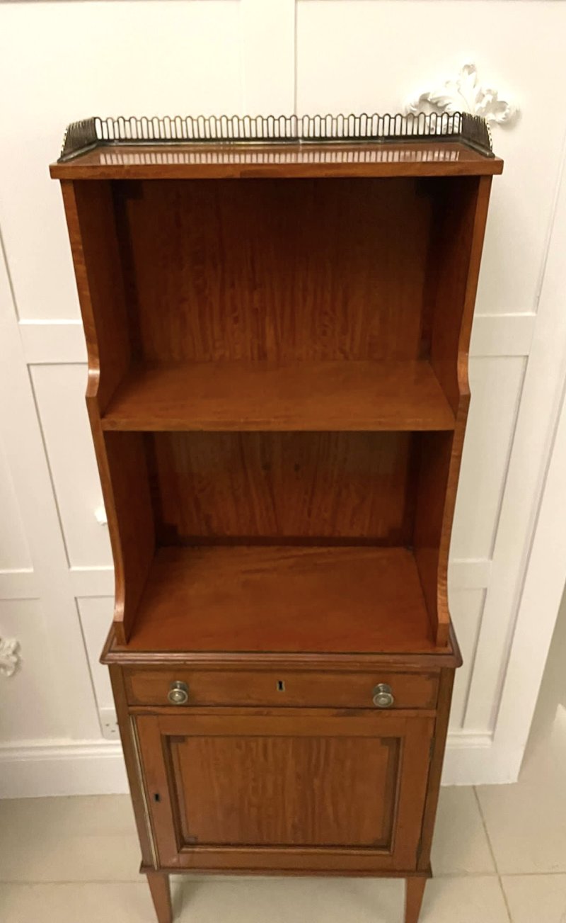 Rare Pair of Gillows Antique Quality Satinwood Waterfall Bookcases - Image 16