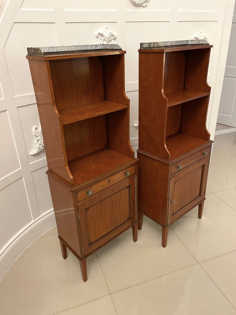 Rare Pair of Gillows Antique Quality Satinwood Waterfall Bookcases - Image 5