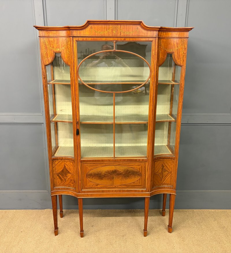 Inlaid Satinwood Display Cabinet by Maple & Co.