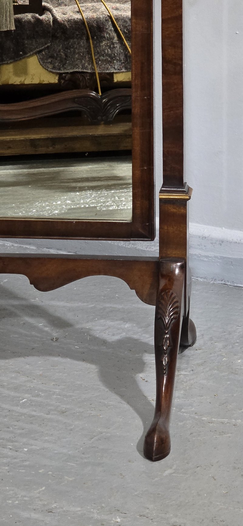 Queen Anne Walnut Cheval Mirror - Image 4