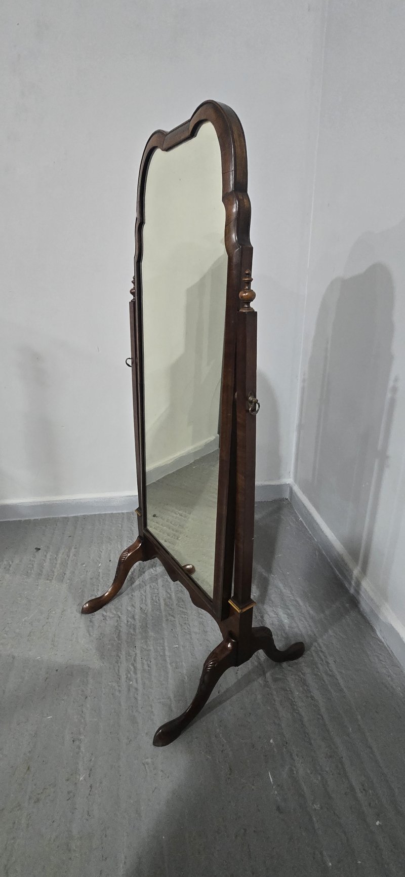 Queen Anne Walnut Cheval Mirror - Image 8