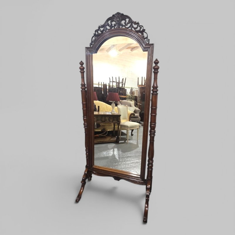 Superb French Mahogany Cheval Mirror