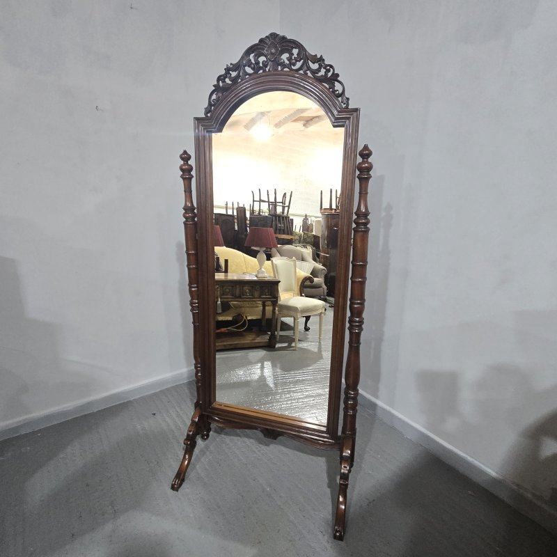 Superb French Mahogany Cheval Mirror - Image 9