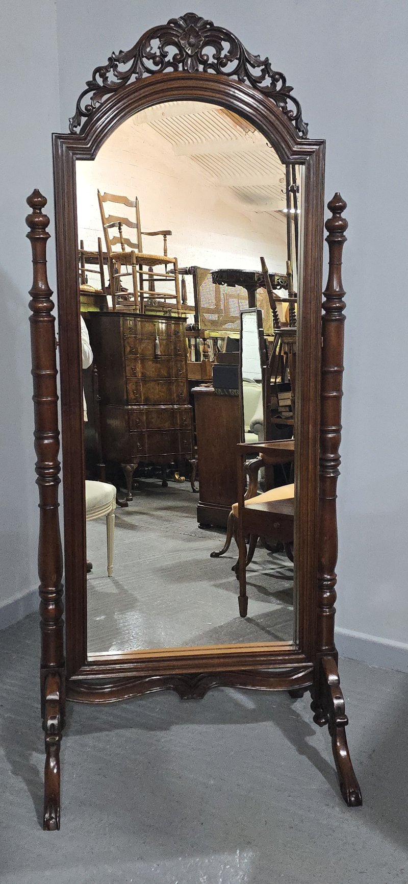 Superb French Mahogany Cheval Mirror - Image 10