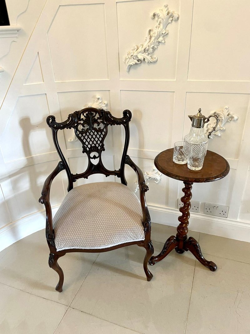 Fine Quality Antique Victorian Mahogany Carved Arm/Desk Chair - Image 8