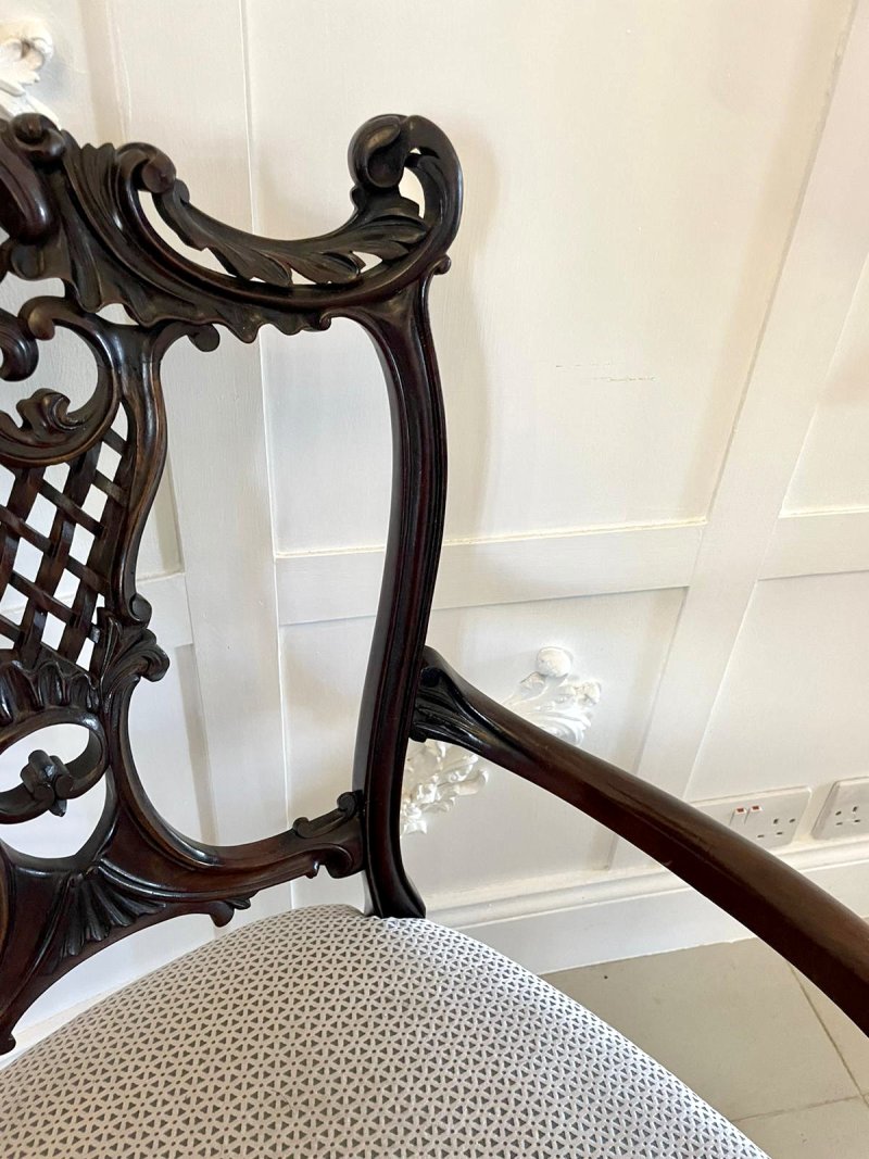 Fine Quality Antique Victorian Mahogany Carved Arm/Desk Chair - Image 12