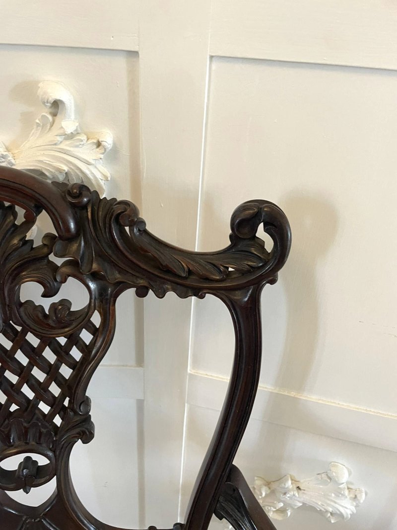 Fine Quality Antique Victorian Mahogany Carved Arm/Desk Chair - Image 10