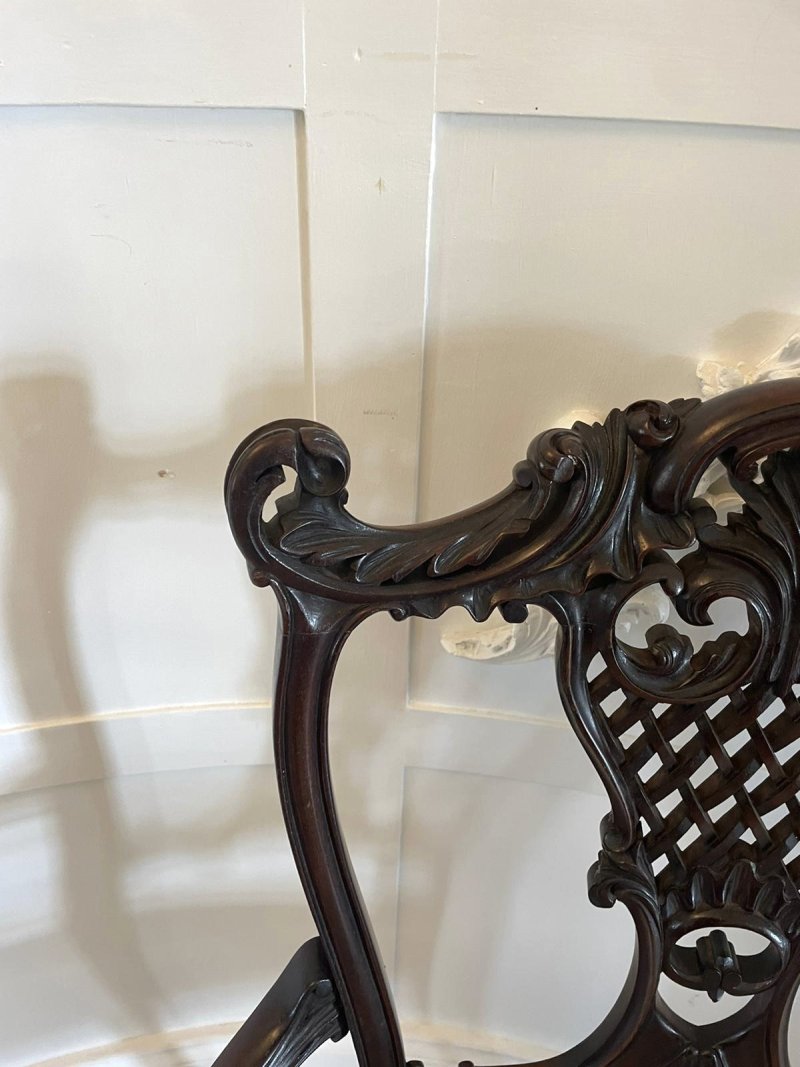 Fine Quality Antique Victorian Mahogany Carved Arm/Desk Chair - Image 11