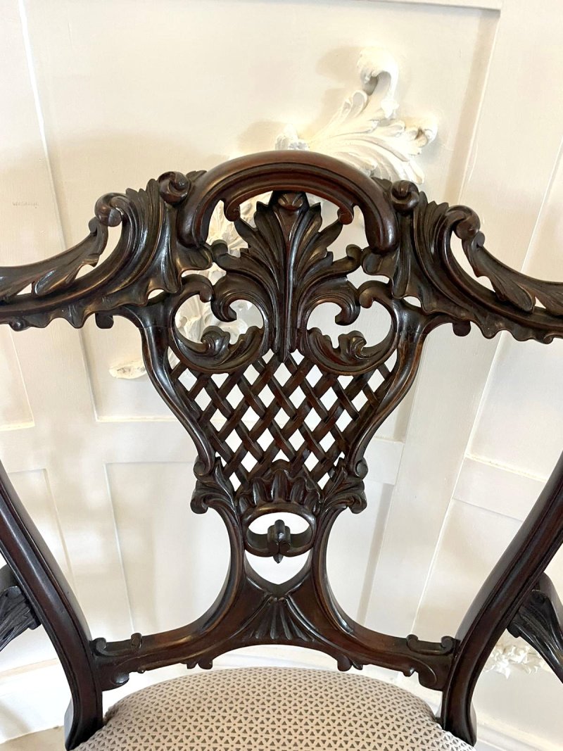 Fine Quality Antique Victorian Mahogany Carved Arm/Desk Chair - Image 14