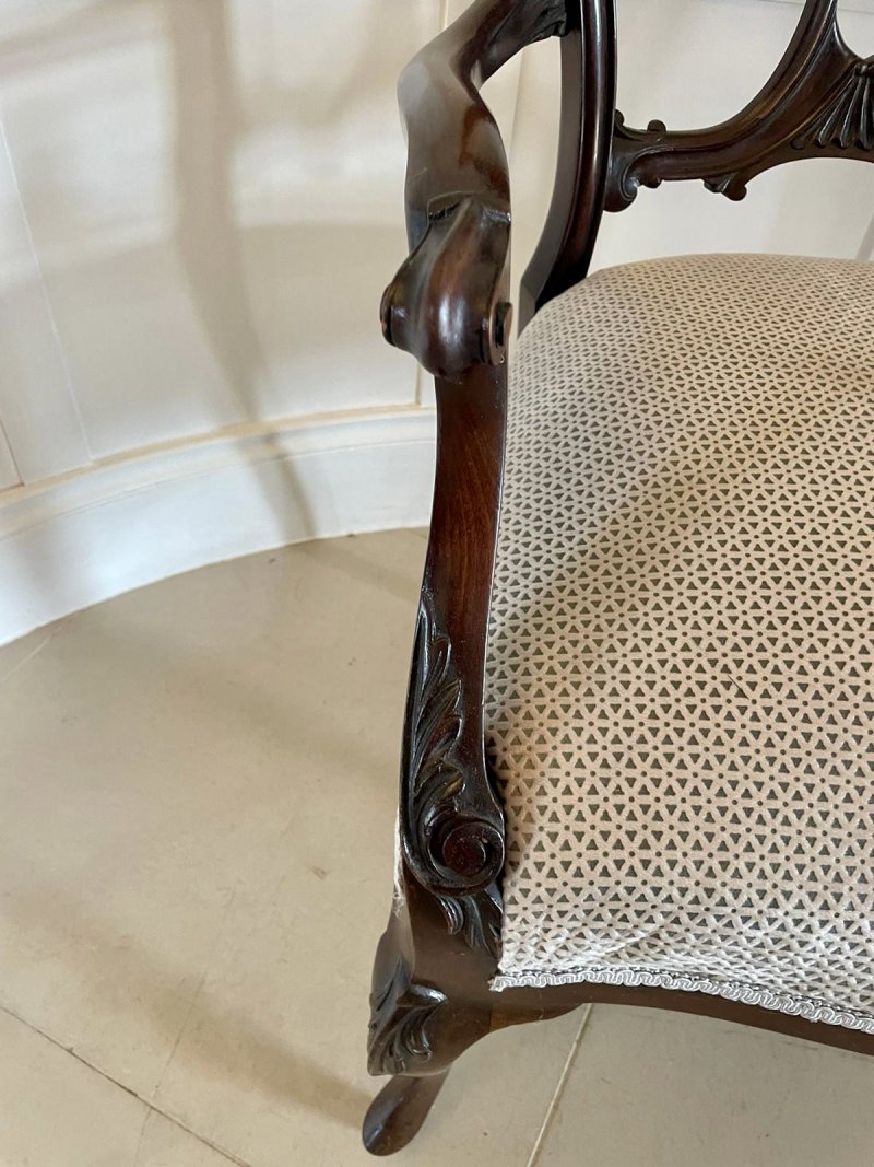 Fine Quality Antique Victorian Mahogany Carved Arm/Desk Chair - Image 13
