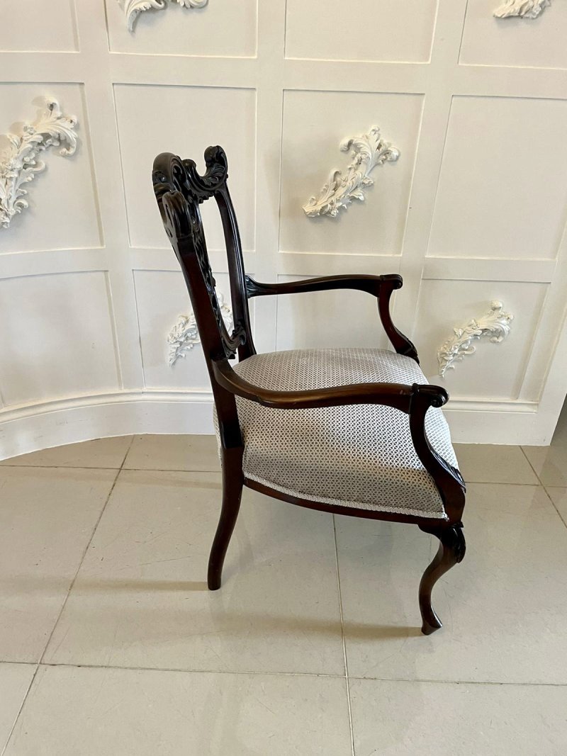 Fine Quality Antique Victorian Mahogany Carved Arm/Desk Chair - Image 2