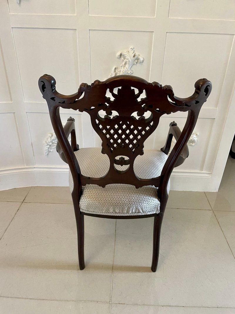Fine Quality Antique Victorian Mahogany Carved Arm/Desk Chair - Image 6