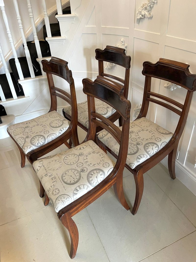 Quality Set of Four Regency Antique Mahogany Dining Chairs - Image 3