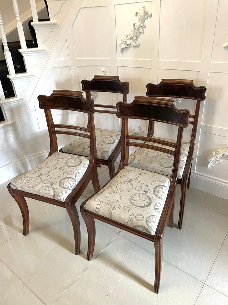 Quality Set of Four Regency Antique Mahogany Dining Chairs