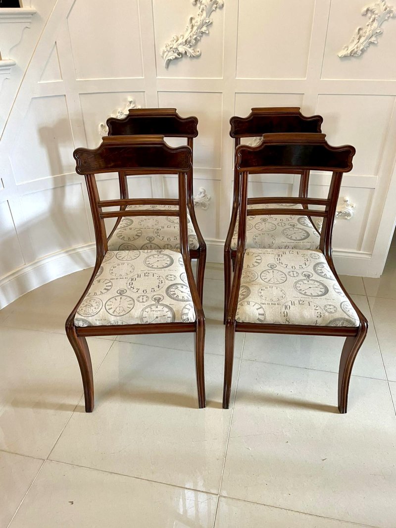 Quality Set of Four Regency Antique Mahogany Dining Chairs - Image 2