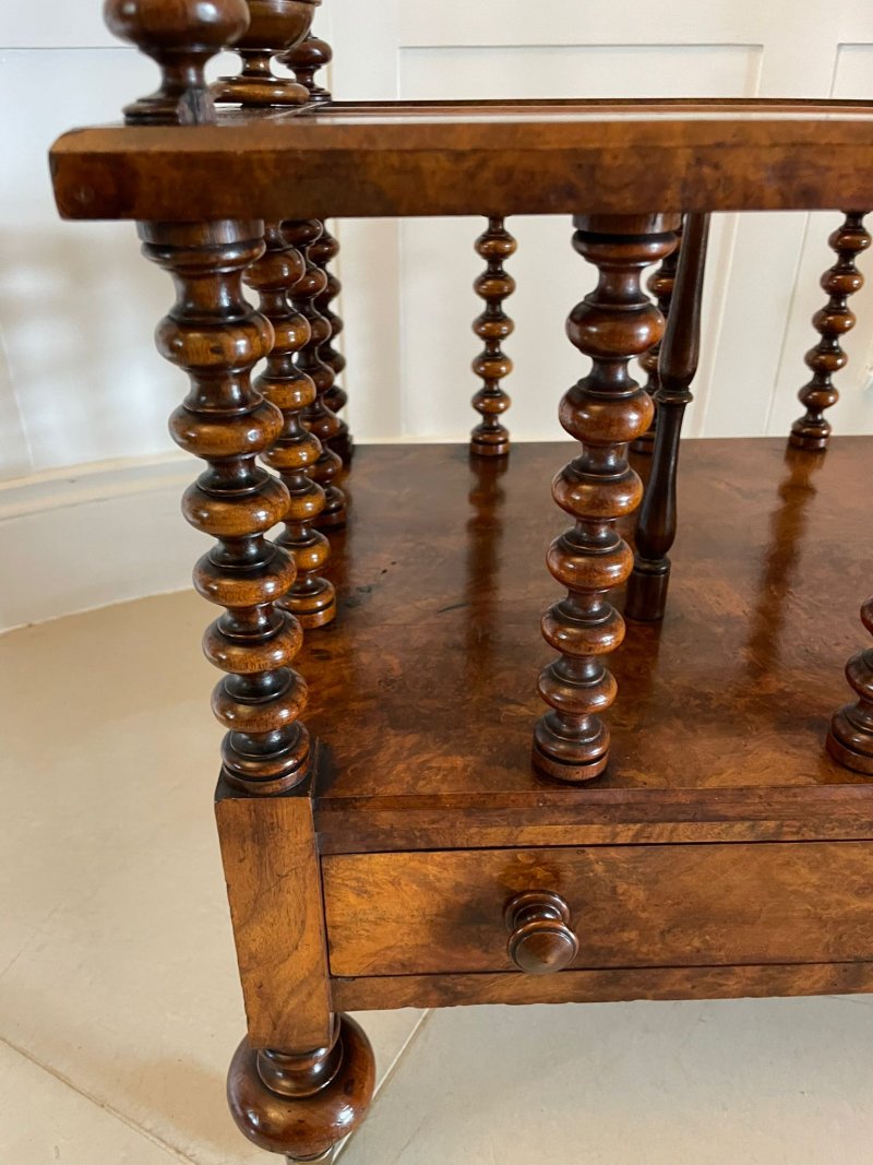 Large Fine Quality Antique Victorian Burr Walnut Canterbury - Image 8