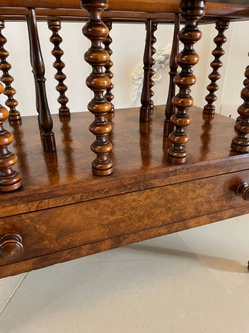 Large Fine Quality Antique Victorian Burr Walnut Canterbury - Image 9