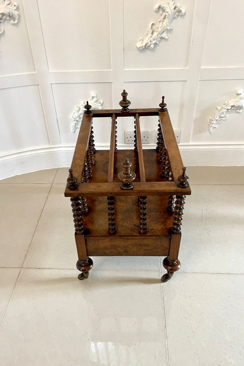 Large Fine Quality Antique Victorian Burr Walnut Canterbury - Image 7