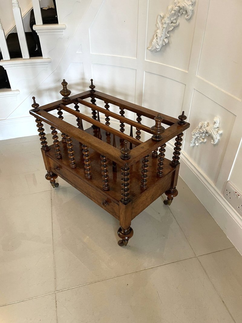 Large Fine Quality Antique Victorian Burr Walnut Canterbury - Image 2