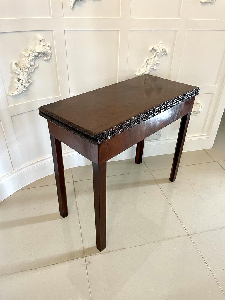 Antique 18th Century George III Chippendale Mahogany Carved Card/Side Table - Image 4