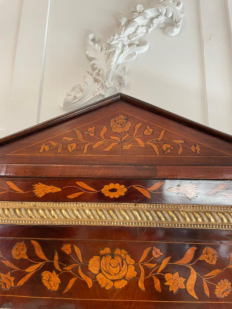 Outstanding Quality Antique George III Dutch Marquetry Mahogany Inlaid Wall Mirror - Image 2