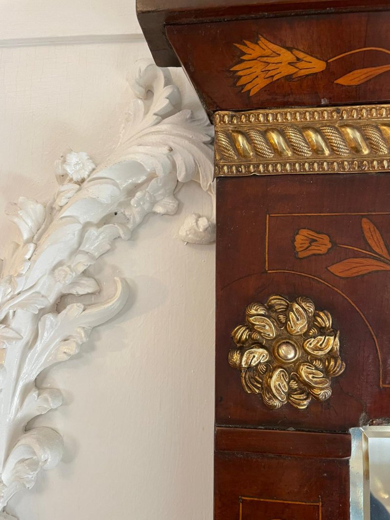 Outstanding Quality Antique George III Dutch Marquetry Mahogany Inlaid Wall Mirror - Image 6