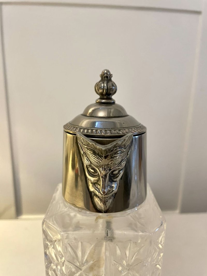 Unusual Square Antique Edwardian Quality Claret Jug - Image 4