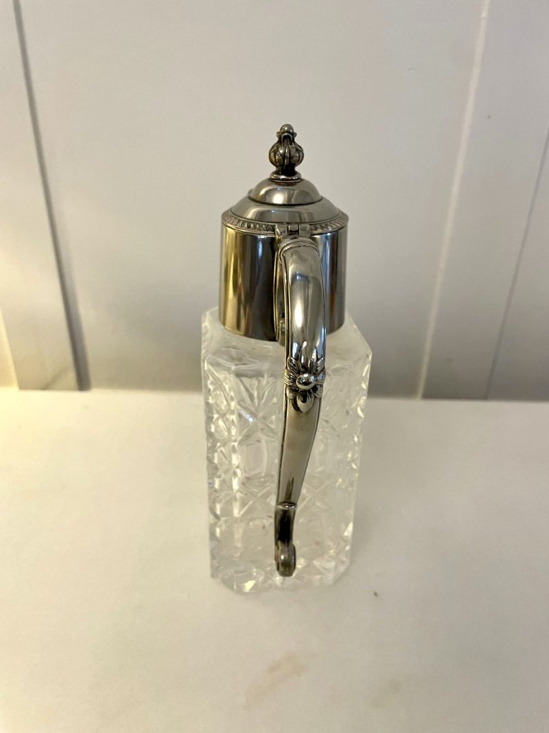 Unusual Square Antique Edwardian Quality Claret Jug - Image 3