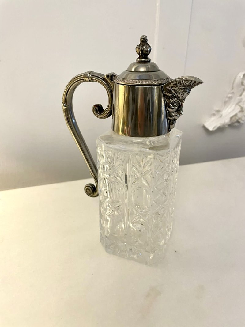 Unusual Square Antique Edwardian Quality Claret Jug - Image 6