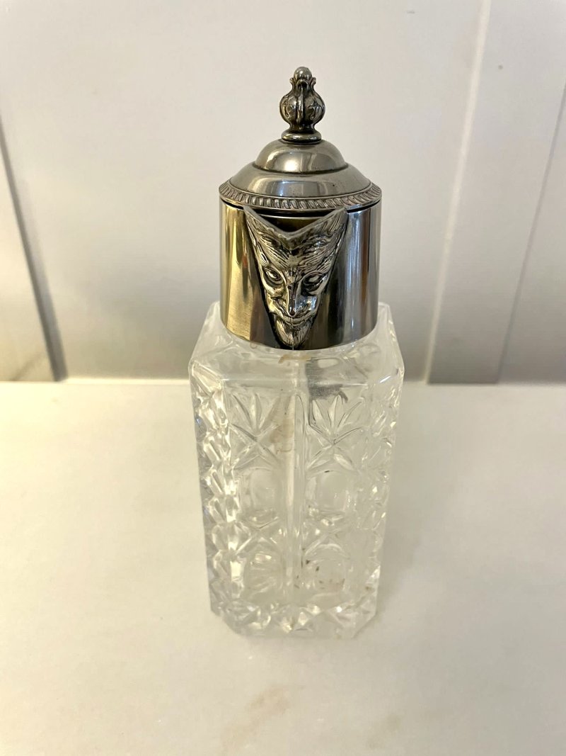 Unusual Square Antique Edwardian Quality Claret Jug - Image 2