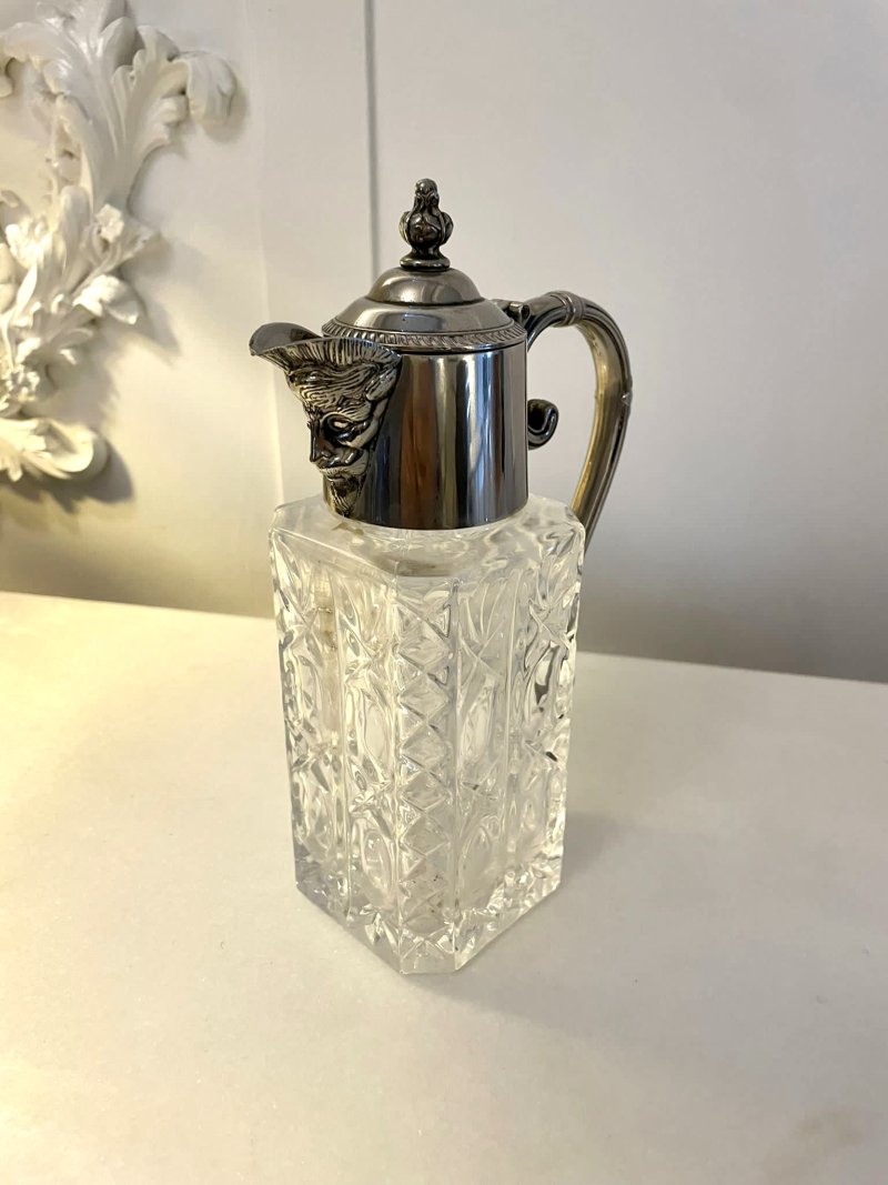 Unusual Square Antique Edwardian Quality Claret Jug
