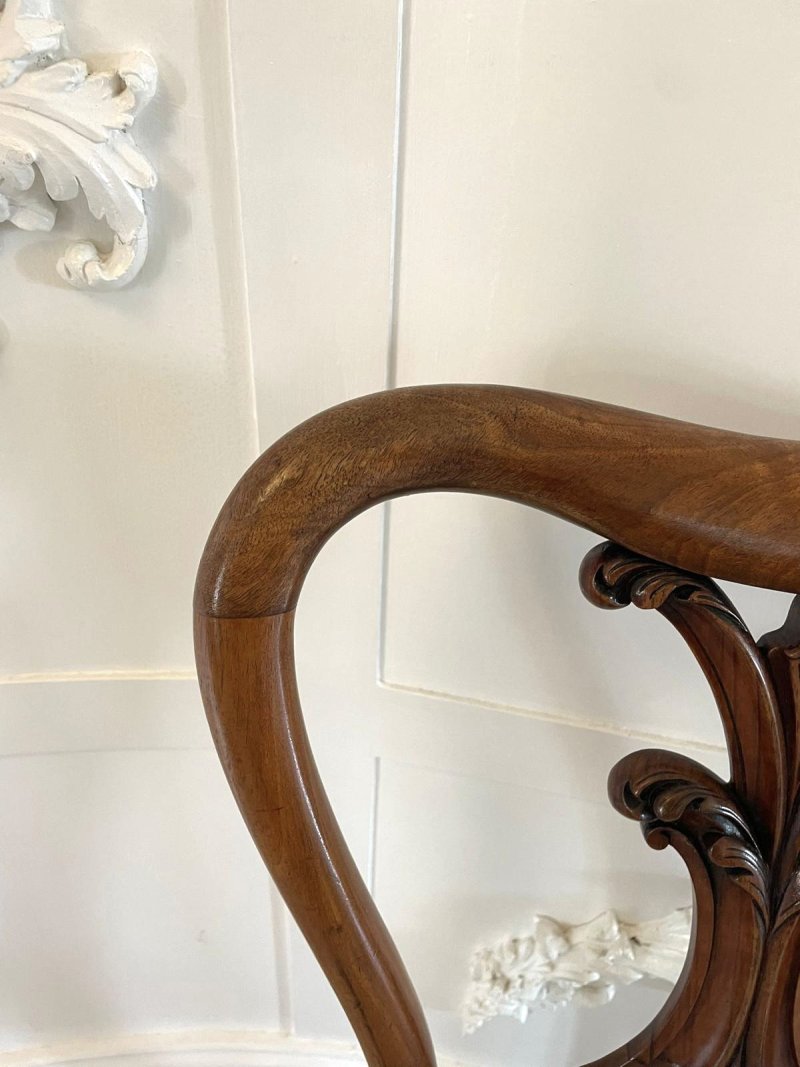 Pair of Antique Victorian Quality Carved Walnut Side Chairs - Image 9