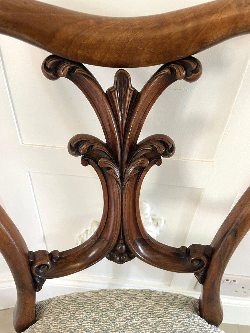 Pair of Antique Victorian Quality Carved Walnut Side Chairs - Image 11