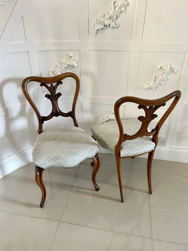 Pair of Antique Victorian Quality Carved Walnut Side Chairs - Image 3