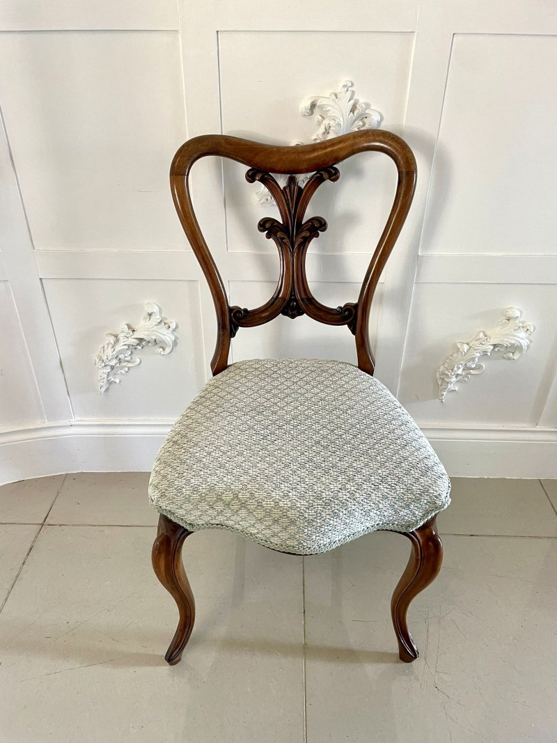 Pair of Antique Victorian Quality Carved Walnut Side Chairs - Image 4
