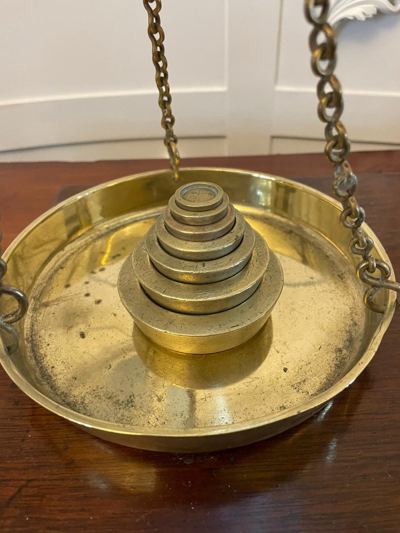 Antique Pair of Brass Scales Bartlett & Sons. - Image 3