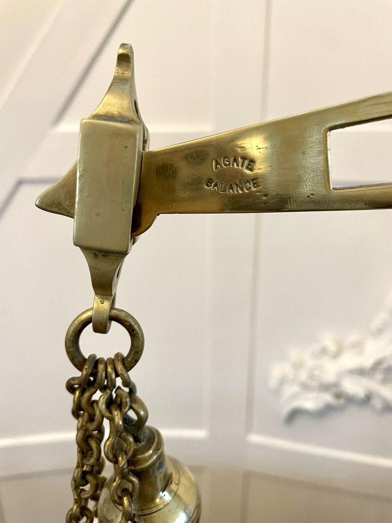 Antique Pair of Brass Scales Bartlett & Sons. - Image 9