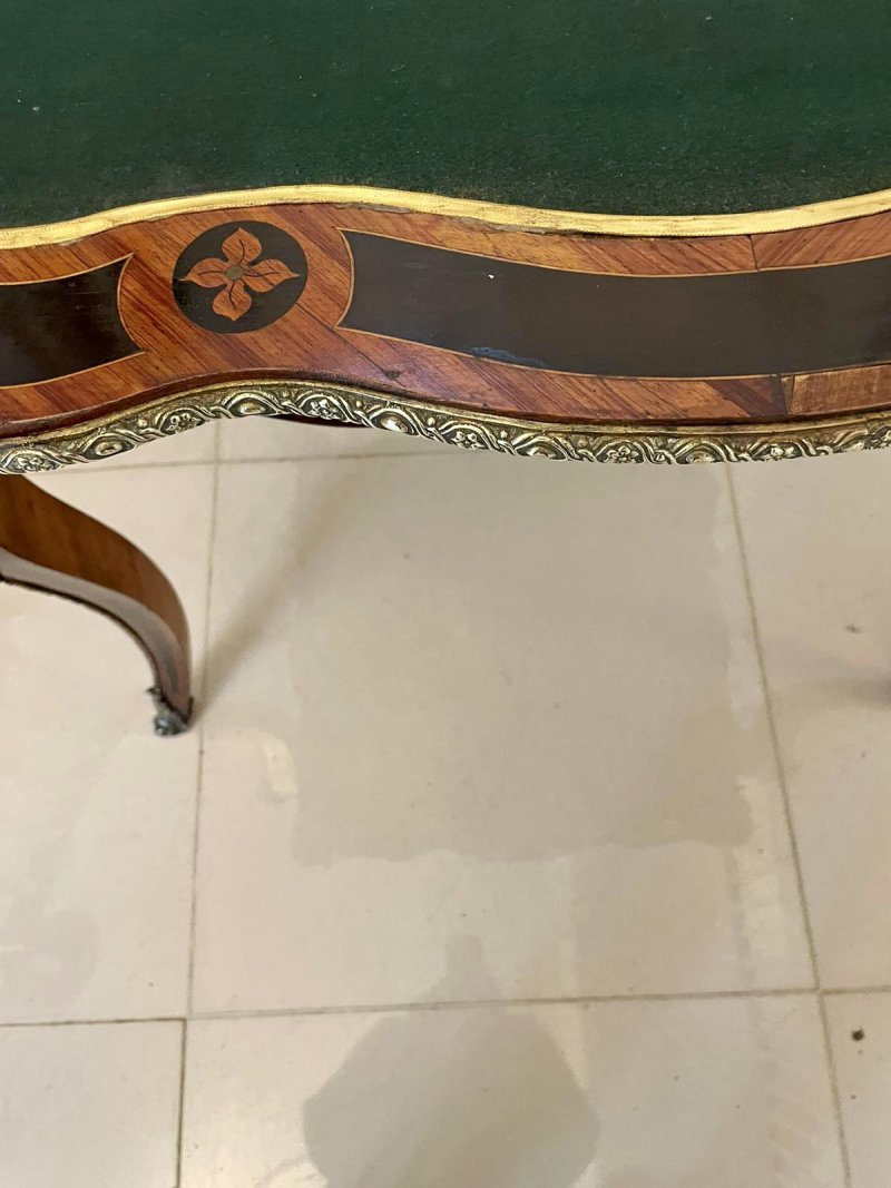 Fine Quality Antique Victorian French Kingwood Marquetry Inlaid Ormolu Mounted Card/Side Table - Image 10