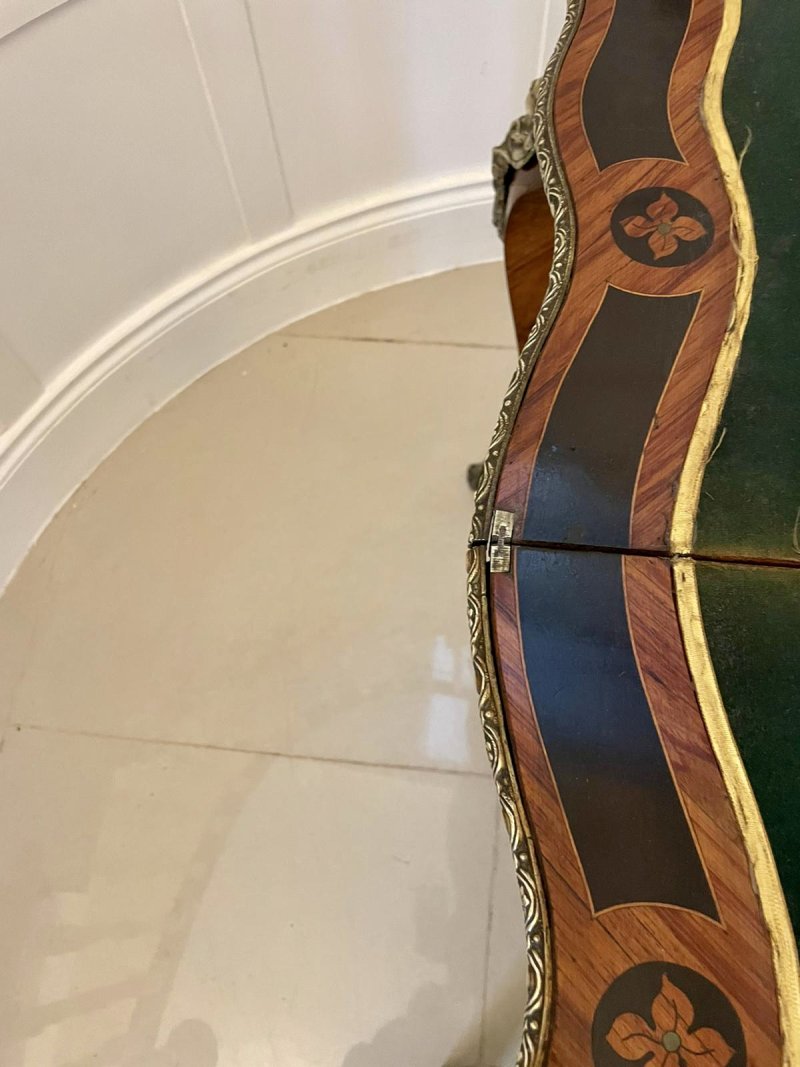 Fine Quality Antique Victorian French Kingwood Marquetry Inlaid Ormolu Mounted Card/Side Table - Image 9