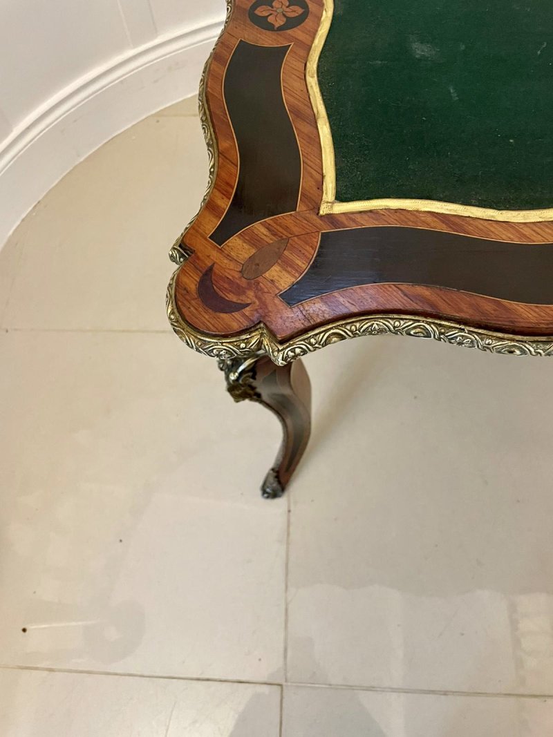 Fine Quality Antique Victorian French Kingwood Marquetry Inlaid Ormolu Mounted Card/Side Table - Image 17