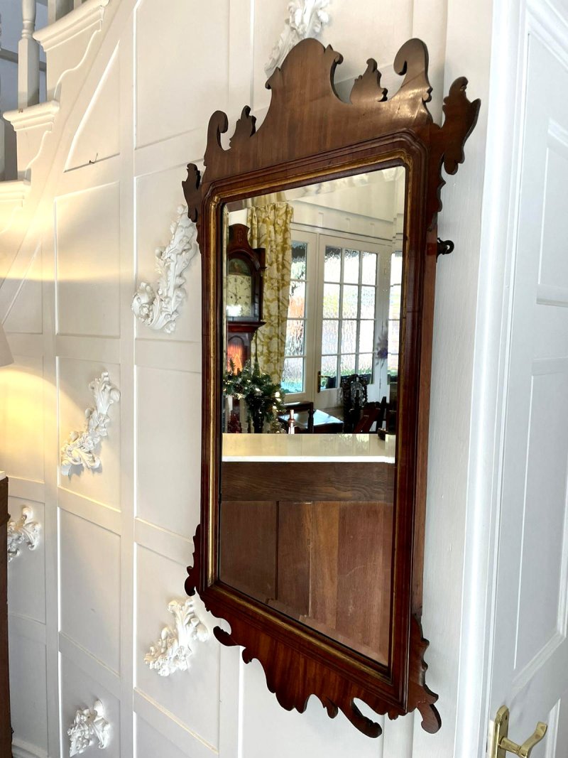 Large Antique George III Quality Walnut Wall Mirror - Image 3