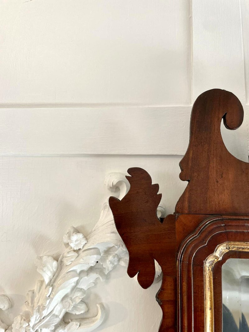 Large Antique George III Quality Walnut Wall Mirror - Image 6