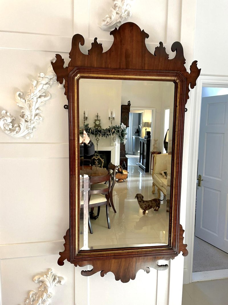 Large Antique George III Quality Walnut Wall Mirror - Image 2